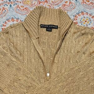 Ralph Lauren Women's Gold Zip-Up Sweater